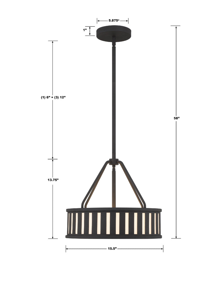 Kendal 3 Light Black Forged Mini Chandelier Crystorama