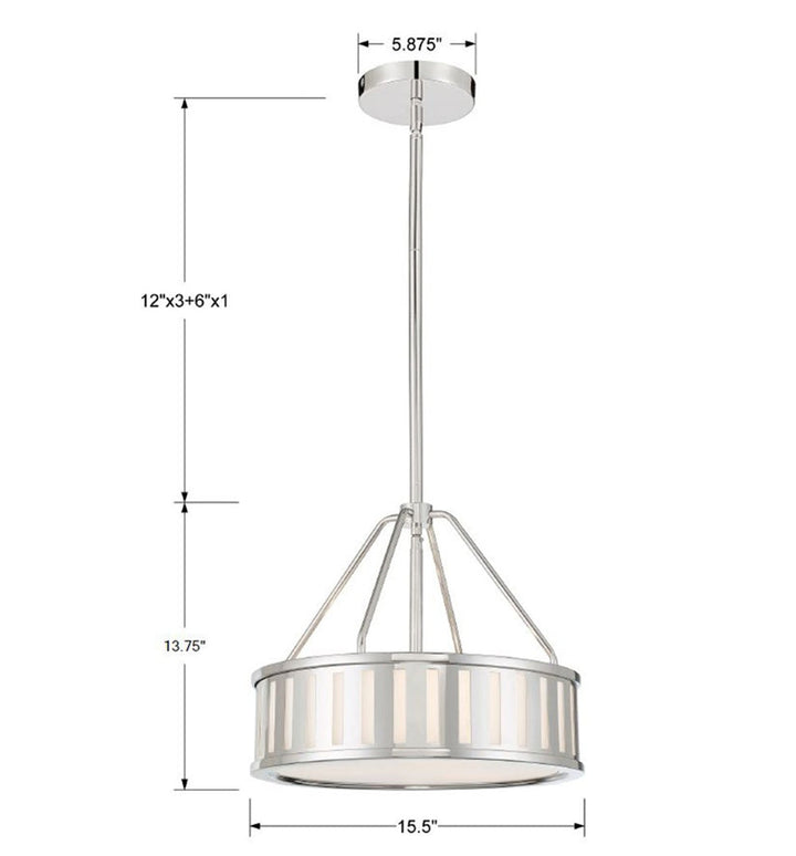 Kendal 3 Light Polished Nickel Mini Chandelier Crystorama