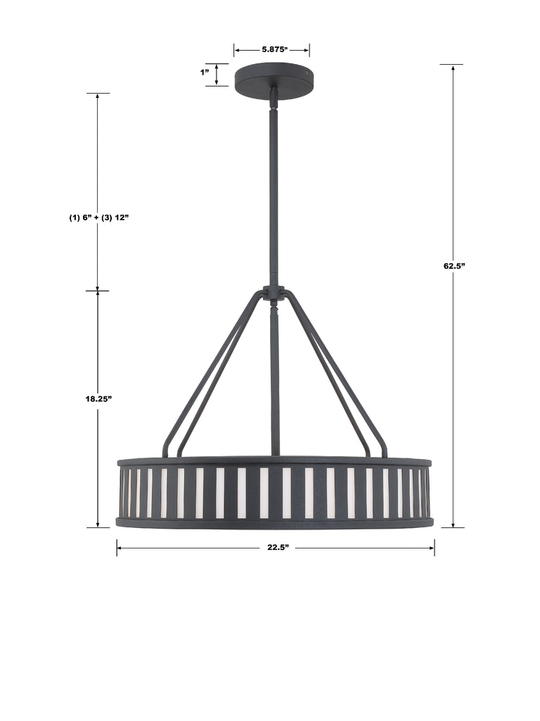 Kendal 4 Light Black Forged Chandelier Crystorama