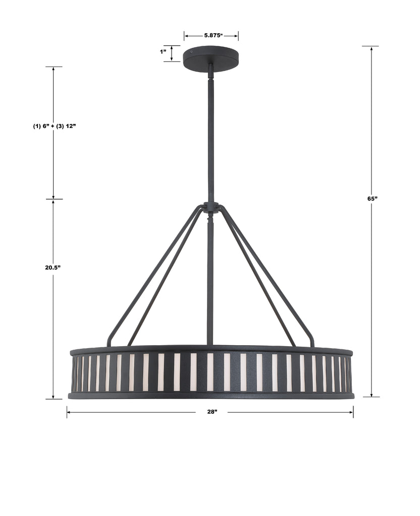 Kendal 6 Light Black Forged Chandelier Crystorama