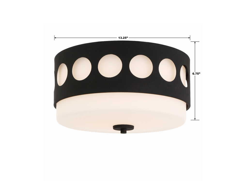 Crystorama Crystorama Kirby 2 Light Black Forged Flush Mount