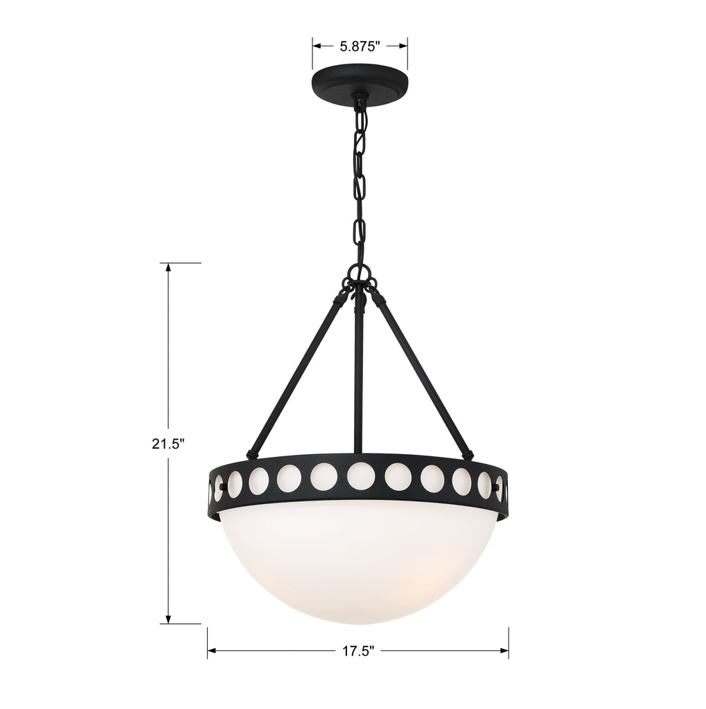 Kirby 3 Light Black Forged Chandelier Crystorama