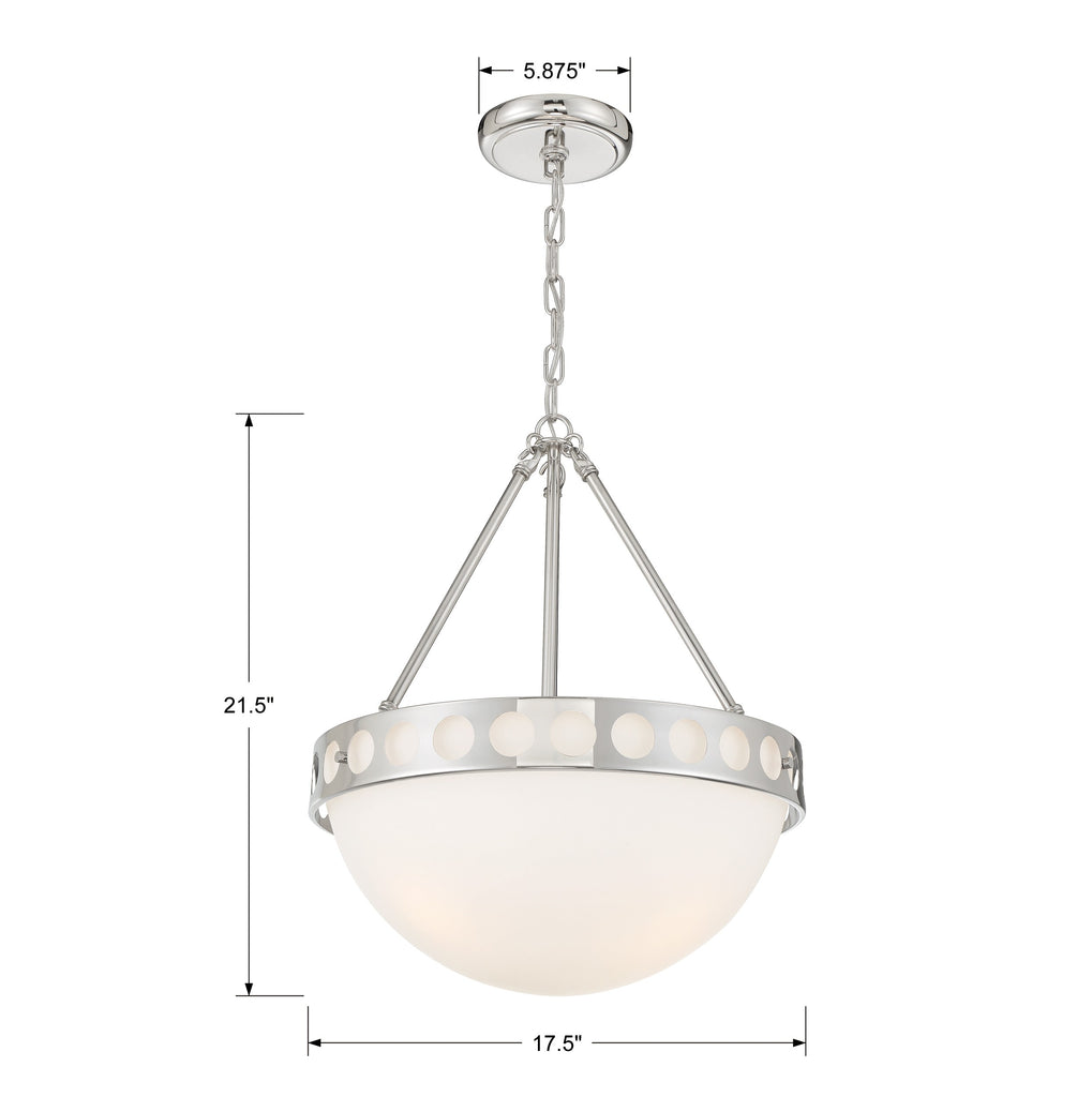 Kirby 3 Light Polished Nickel Chandelier Crystorama