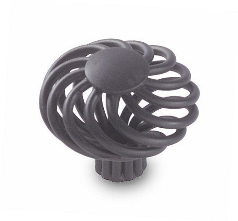 1 1/2" Flat Flanders Black Finish Metal Cabinet and Furniture Knob COPPER MOUNTAIN HARDWARE