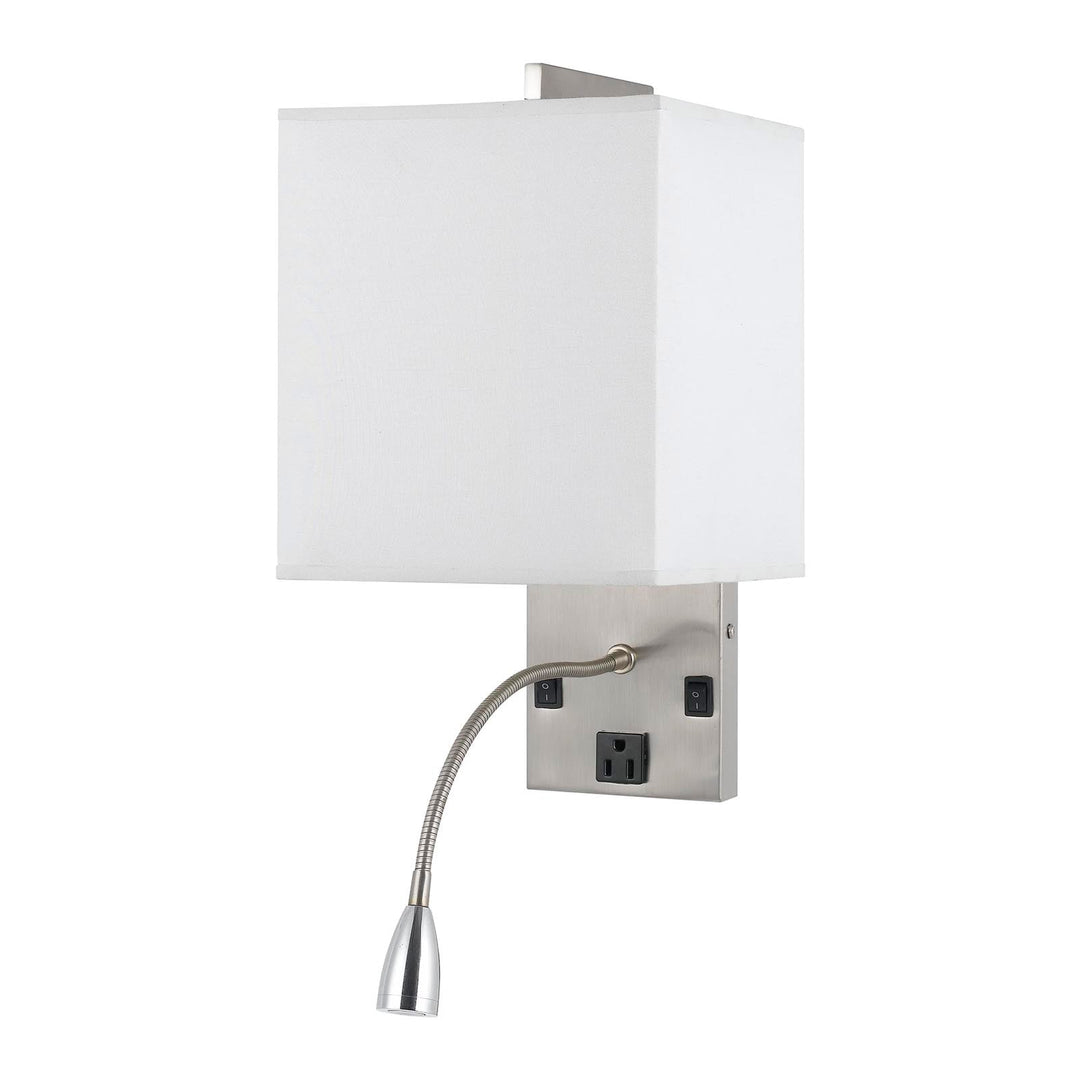 60W METAL WALL LAMP WITH ROCKER SWITCH AND 1W LED GOOSENECK READING LIGHT Cal Lighting