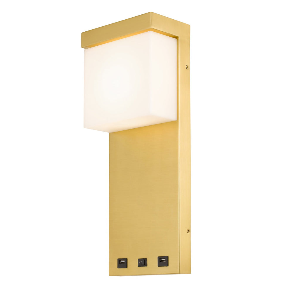 GETAFE METAL LED BEDSIDE WALL SCONCE WITH ROCKER SWITCH AND 2 USB CHARGING PORTS Cal Lighting