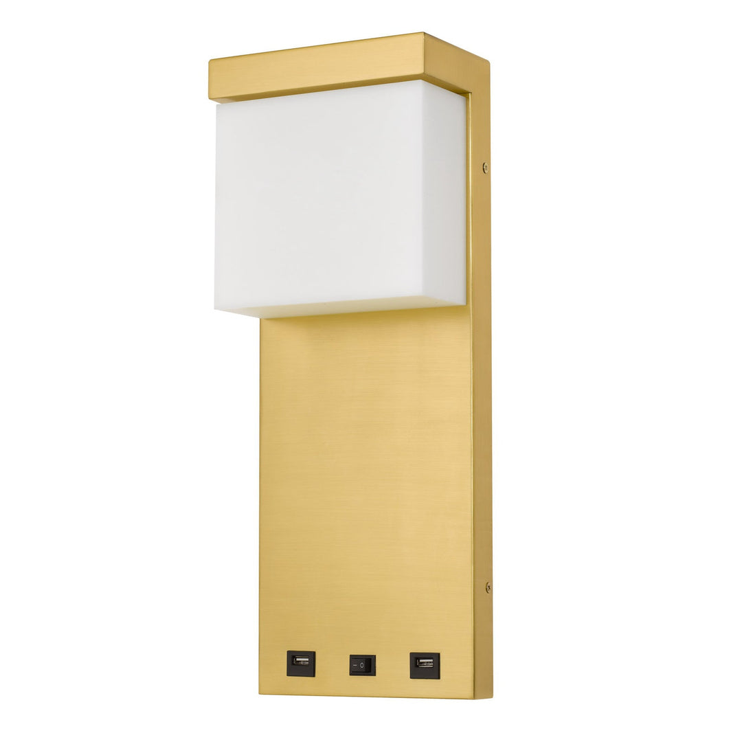 GETAFE METAL LED BEDSIDE WALL SCONCE WITH ROCKER SWITCH AND 2 USB CHARGING PORTS Cal Lighting