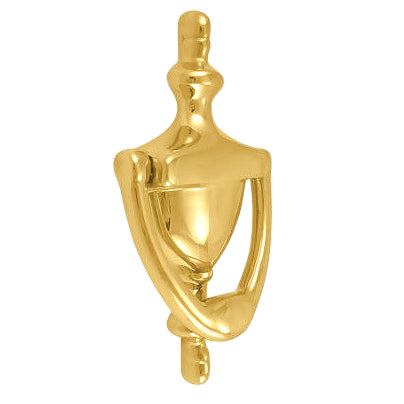 5 7/8 Inch (4 Inch c-c) Solid Brass Traditional Door Knocker (Polished Brass Finish)