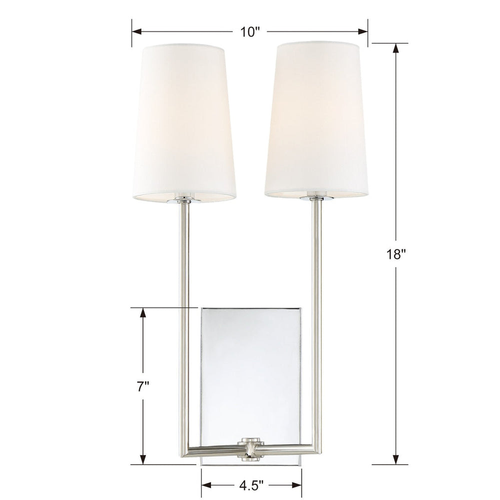 Lena 2 Light Polished Chrome Sconce Crystorama