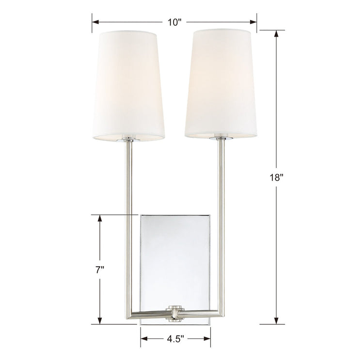 Lena 2 Light Polished Chrome Sconce Crystorama