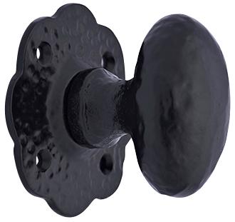 2 5/8 Solid Iron Oval Cabinet & Furniture Knob With Hammered Backplate COPPER MOUNTAIN HARDWARE