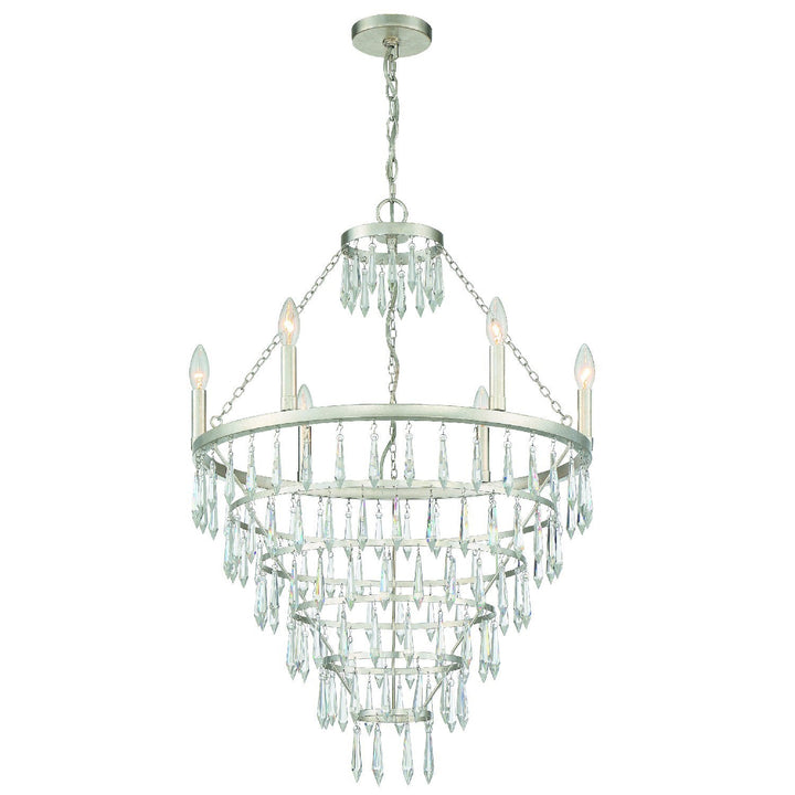 Lucille 6 Light Antique Silver Chandelier Crystorama