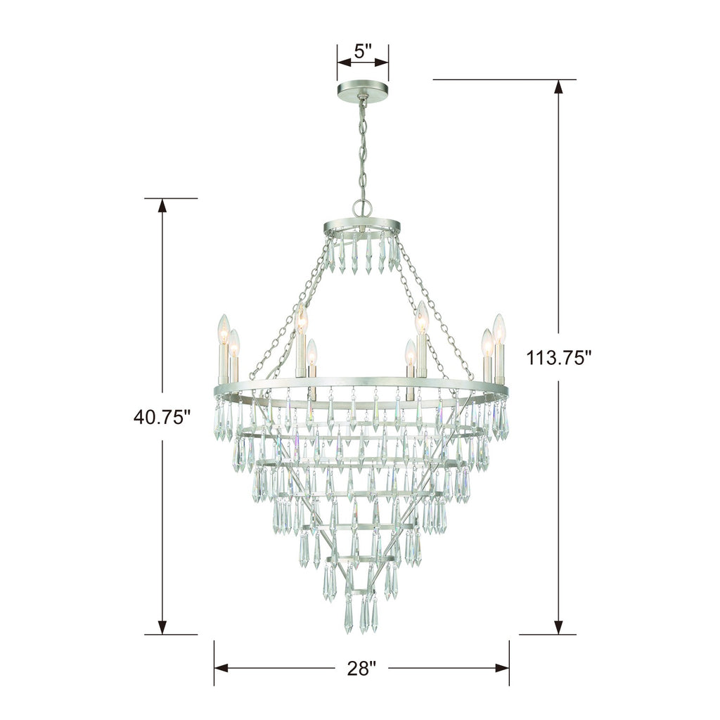 Lucille 8 Light Antique Silver Chandelier Crystorama