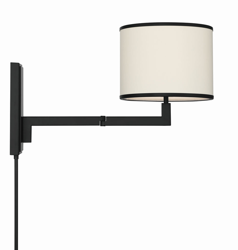 Madison 1 Light Matte Black Task Sconce Crystorama