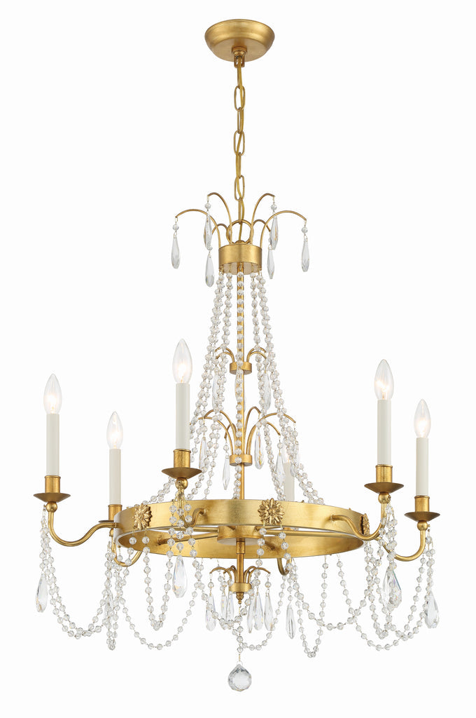 Maizey 6 Light Antique Gold Chandelier Crystorama