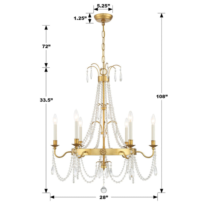 Maizey 6 Light Antique Gold Chandelier Crystorama