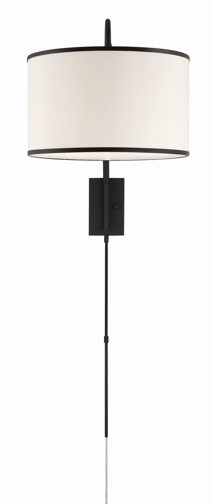 Mallory 1 Light Matte Black Task Sconce Crystorama