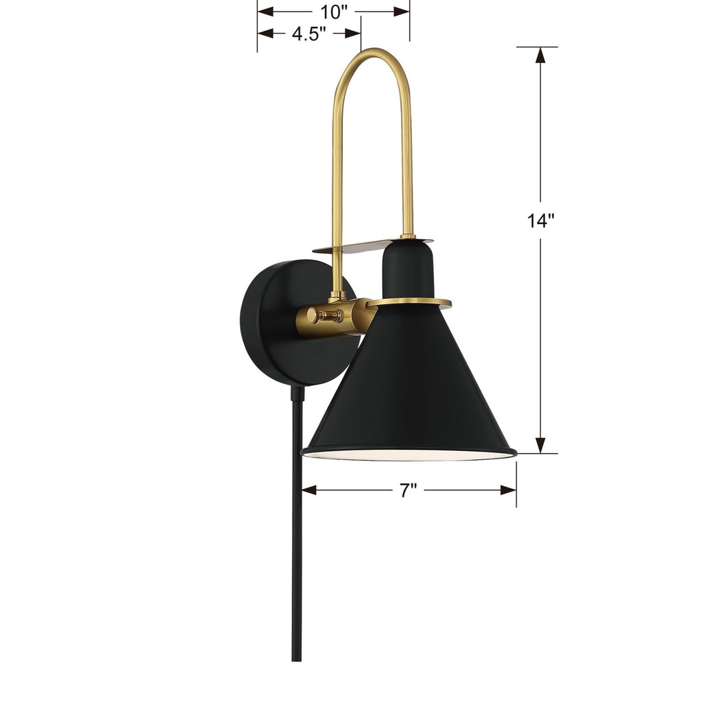 Medford 1 Light Matte Black Sconce Crystorama