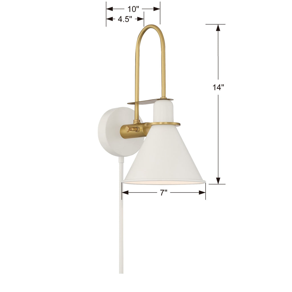 Medford 1 Light White Sconce Crystorama