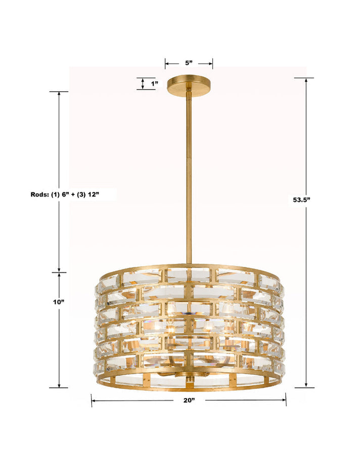 Meridian 6 Light Antique Gold Chandelier Crystorama