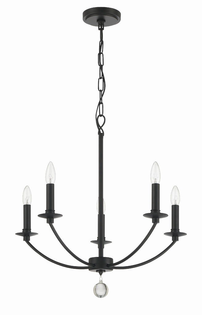 Mila 5 Light Black Chandelier Crystorama