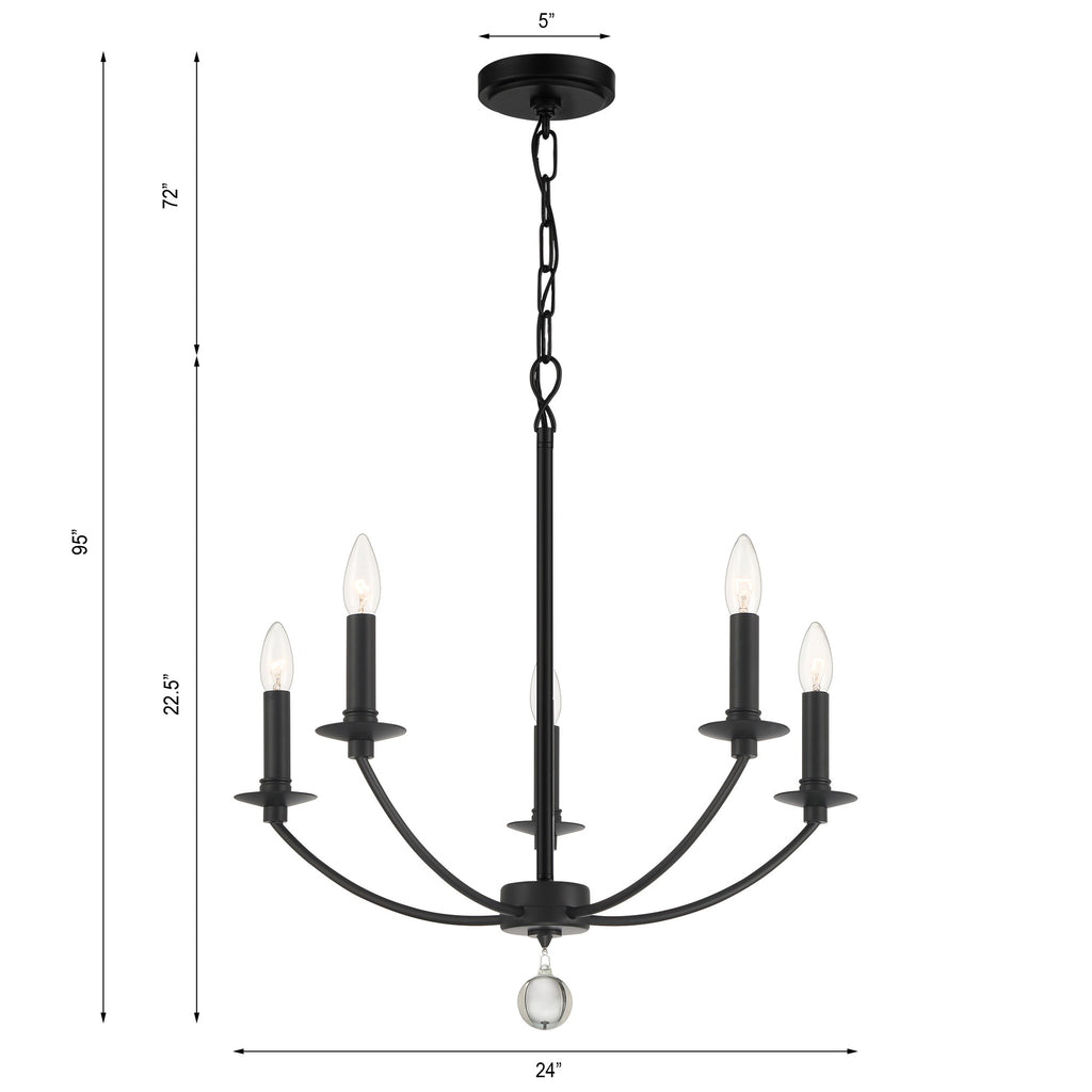 Mila 5 Light Black Chandelier Crystorama