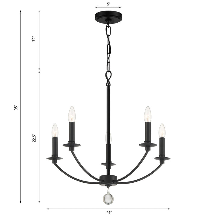 Mila 5 Light Black Chandelier Crystorama