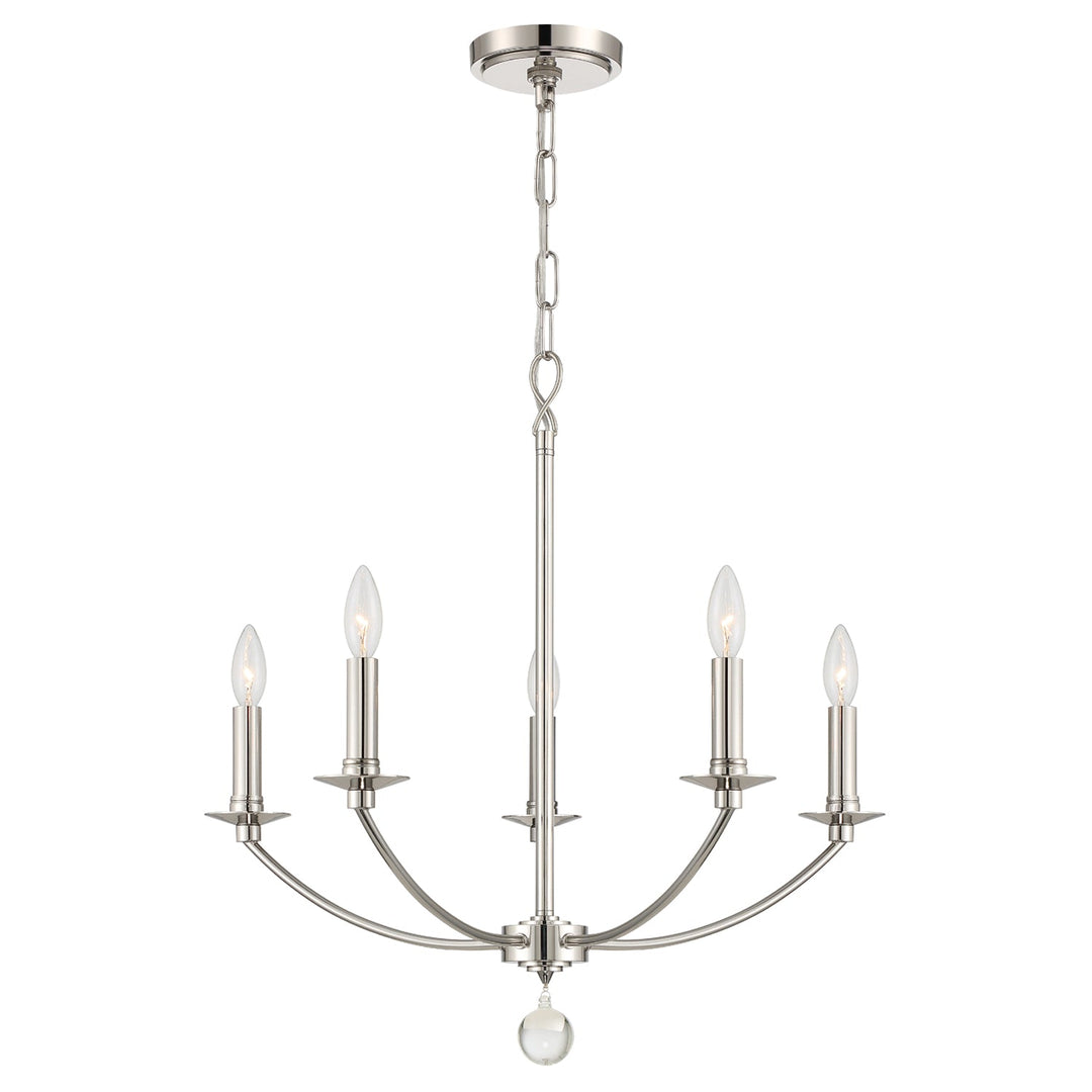 Mila 5 Light Polished Nickel Chandelier Crystorama