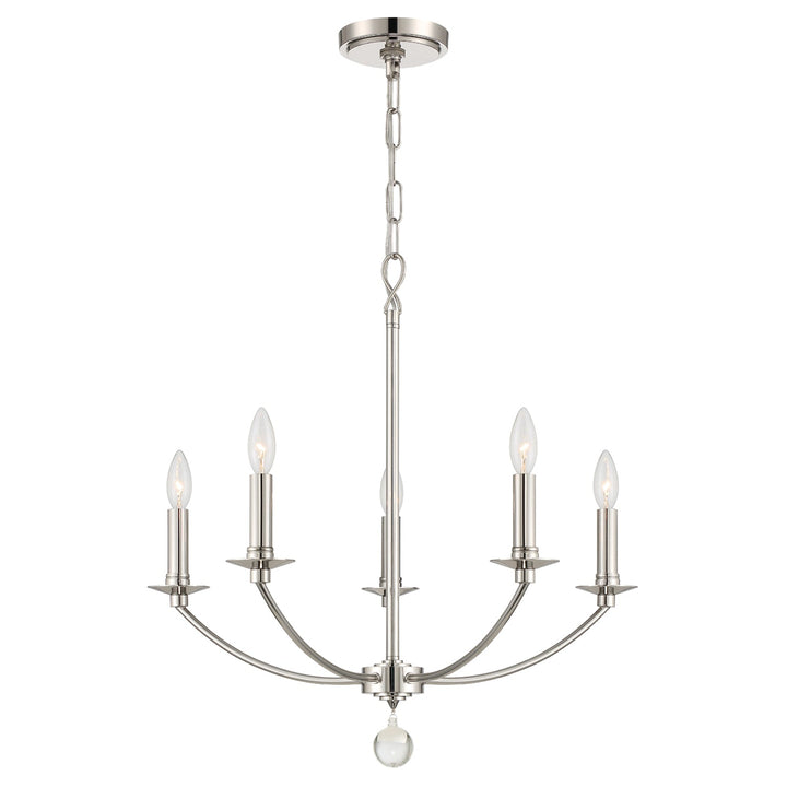 Mila 5 Light Polished Nickel Chandelier Crystorama