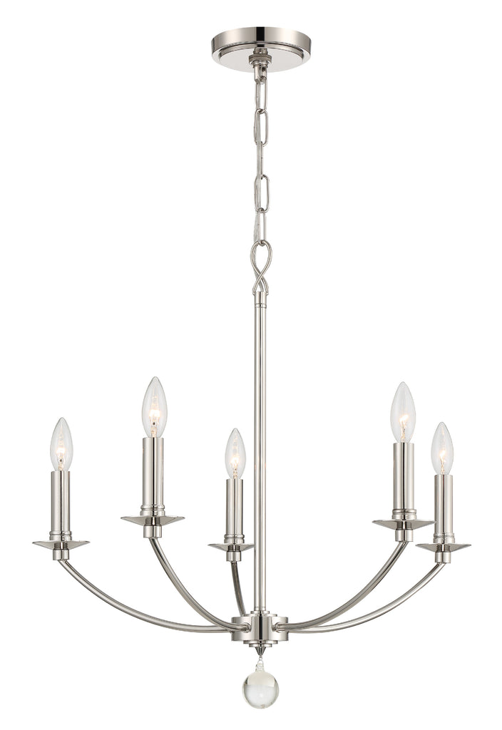 Mila 5 Light Polished Nickel Chandelier Crystorama