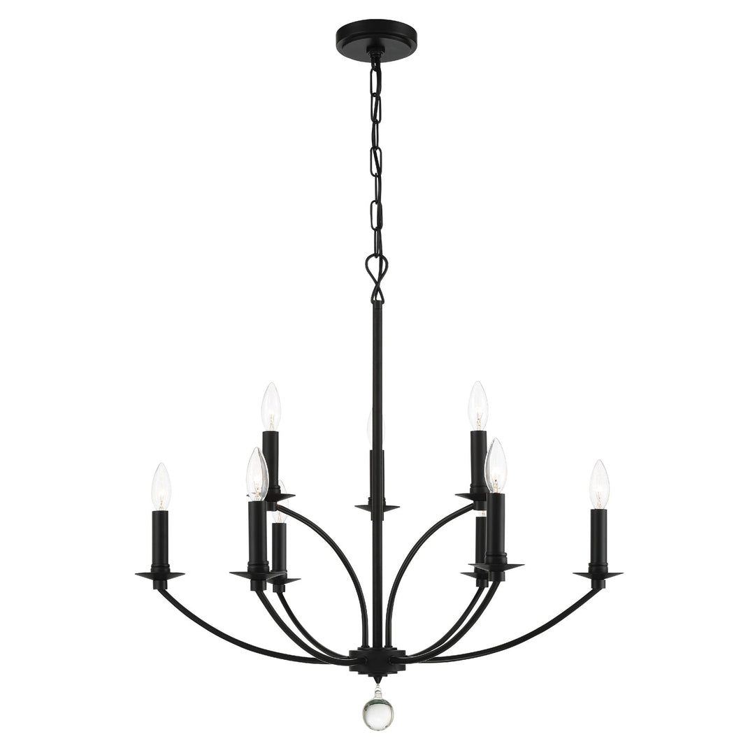 Mila 9 Light Black Chandelier Crystorama