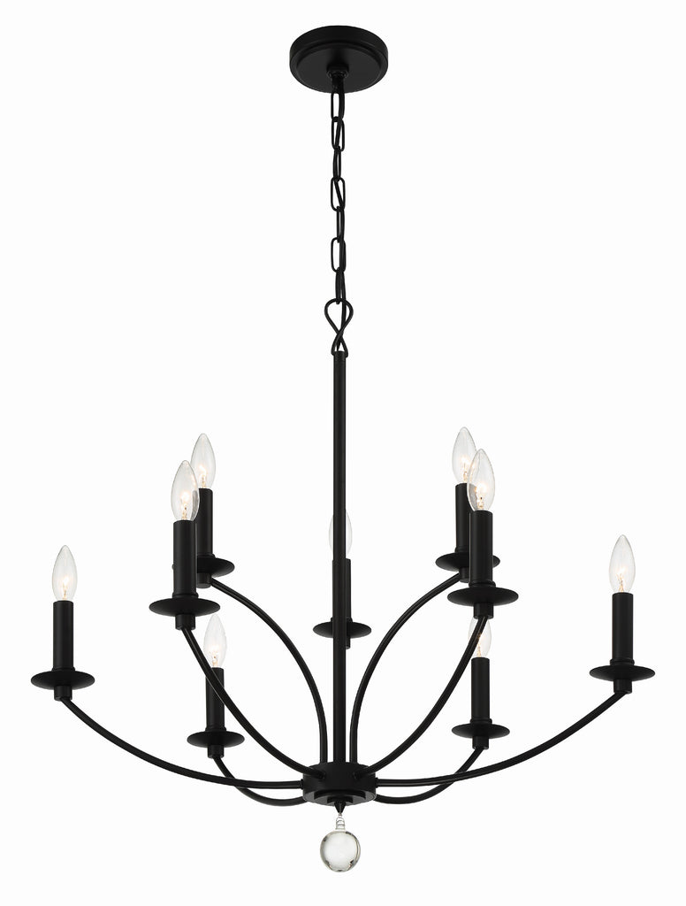 Mila 9 Light Black Chandelier Crystorama