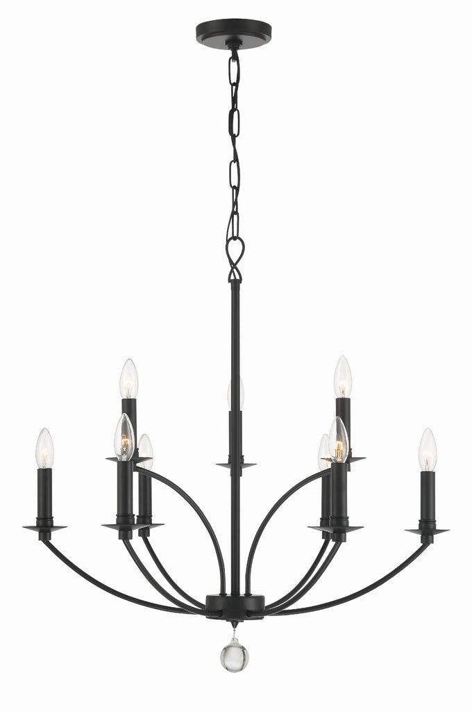 Mila 9 Light Black Chandelier Crystorama