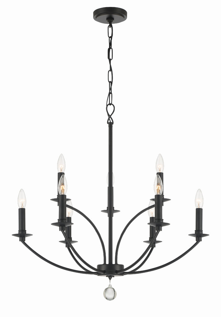 Mila 9 Light Black Chandelier Crystorama