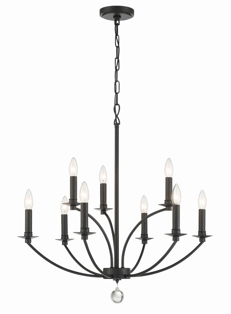 Mila 9 Light Black Chandelier Crystorama