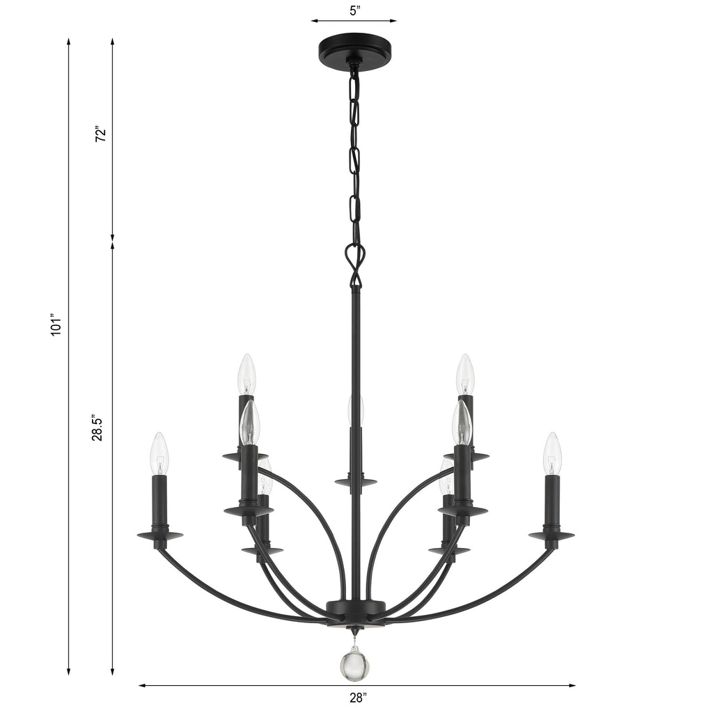 Mila 9 Light Black Chandelier Crystorama