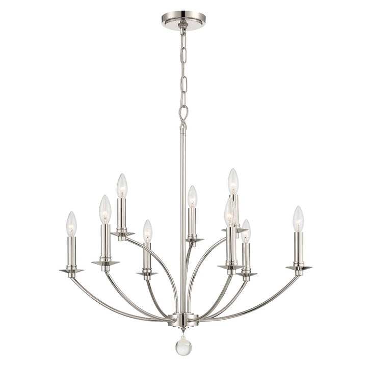 Mila 9 Light Polished Nickel Chandelier Crystorama