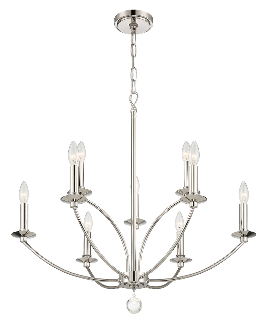 Mila 9 Light Polished Nickel Chandelier Crystorama