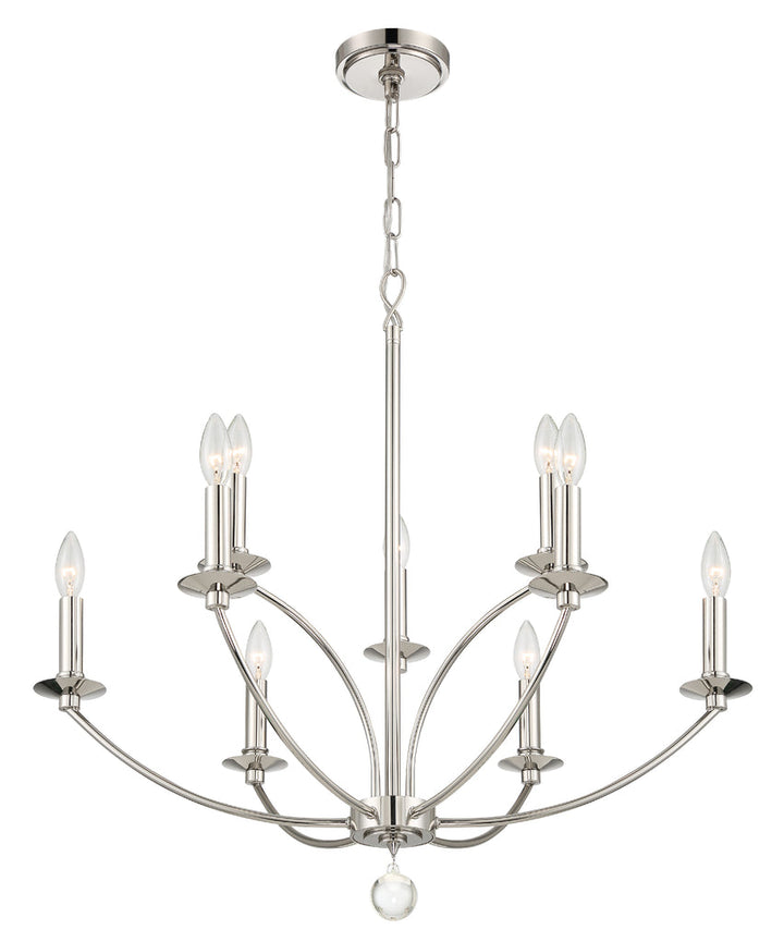 Mila 9 Light Polished Nickel Chandelier Crystorama