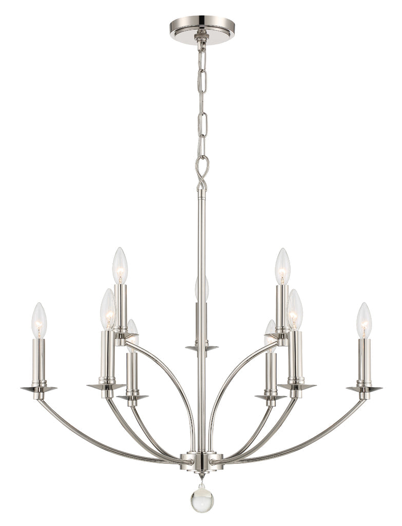 Mila 9 Light Polished Nickel Chandelier Crystorama