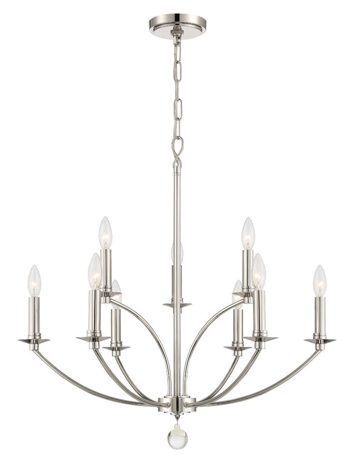 Mila 9 Light Polished Nickel Chandelier Crystorama