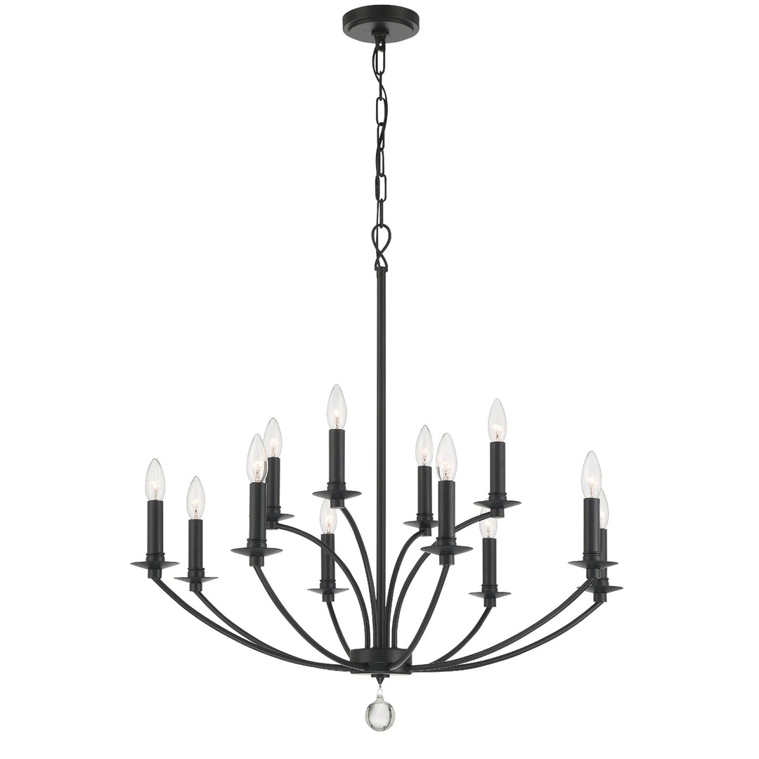 Mila 12 Light Black Chandelier Crystorama