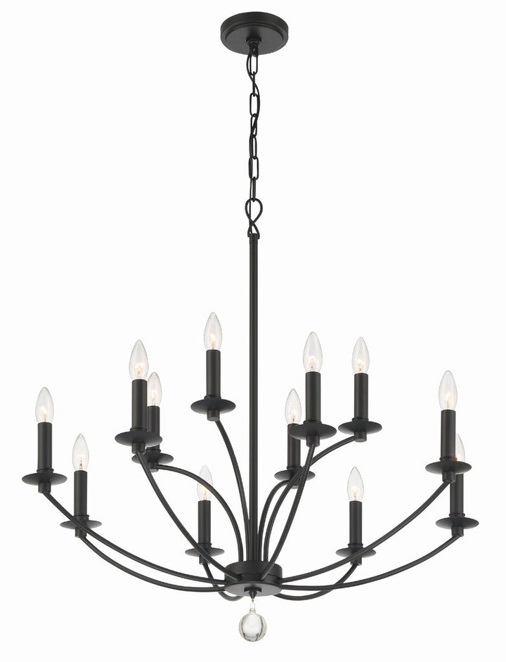 Mila 12 Light Black Chandelier Crystorama