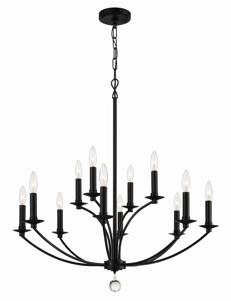 Mila 12 Light Black Chandelier Crystorama