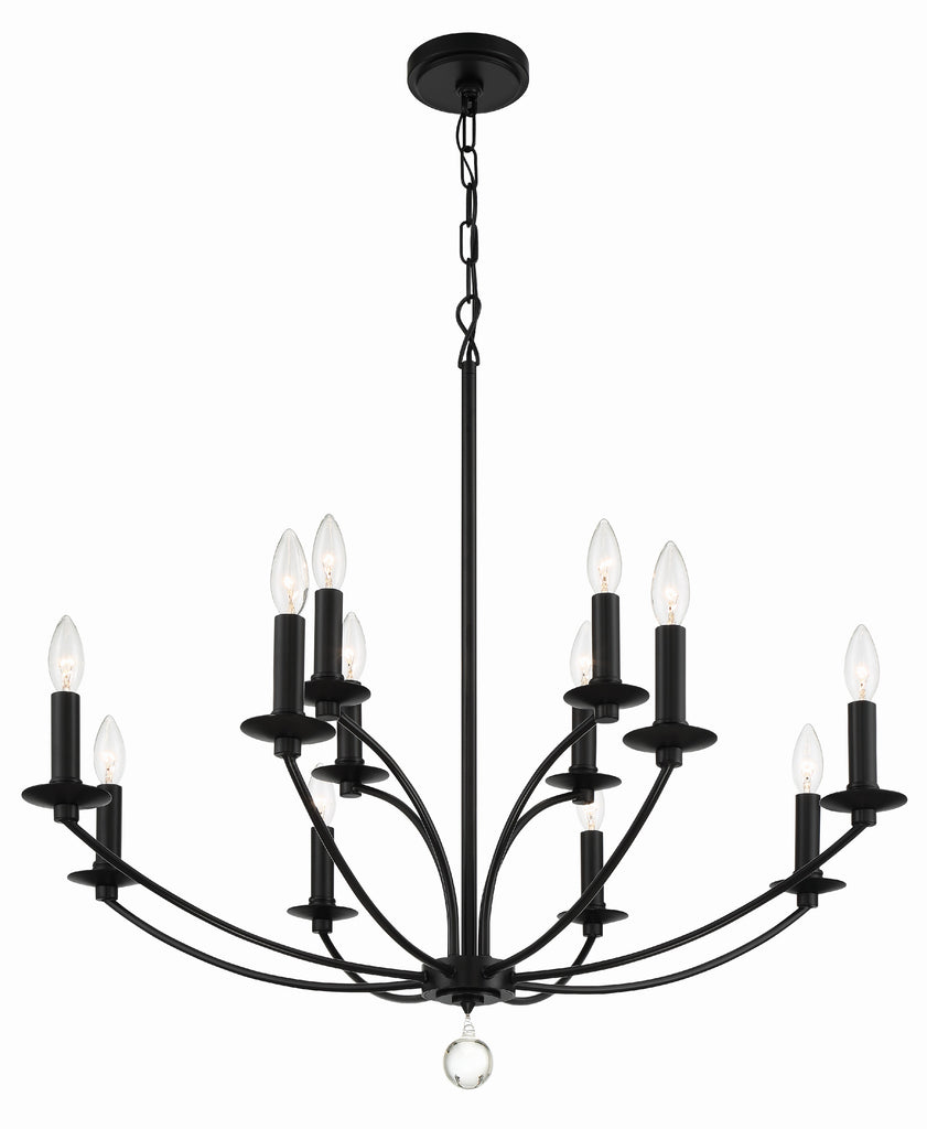 Mila 12 Light Black Chandelier Crystorama