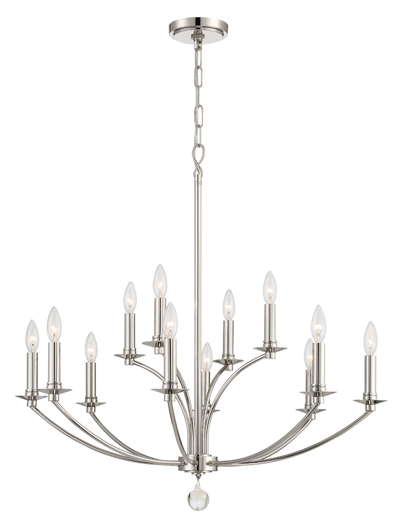 Mila 12 Light Polished Nickel Chandelier Crystorama