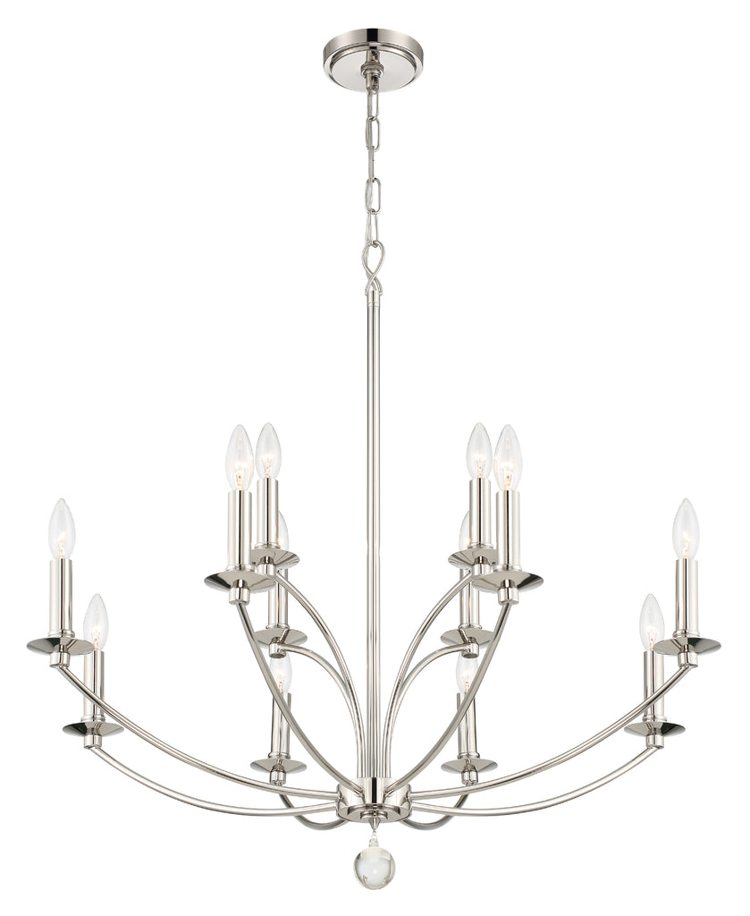 Mila 12 Light Polished Nickel Chandelier Crystorama