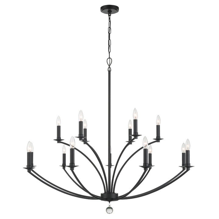 Mila 15 Light Black Chandelier Crystorama