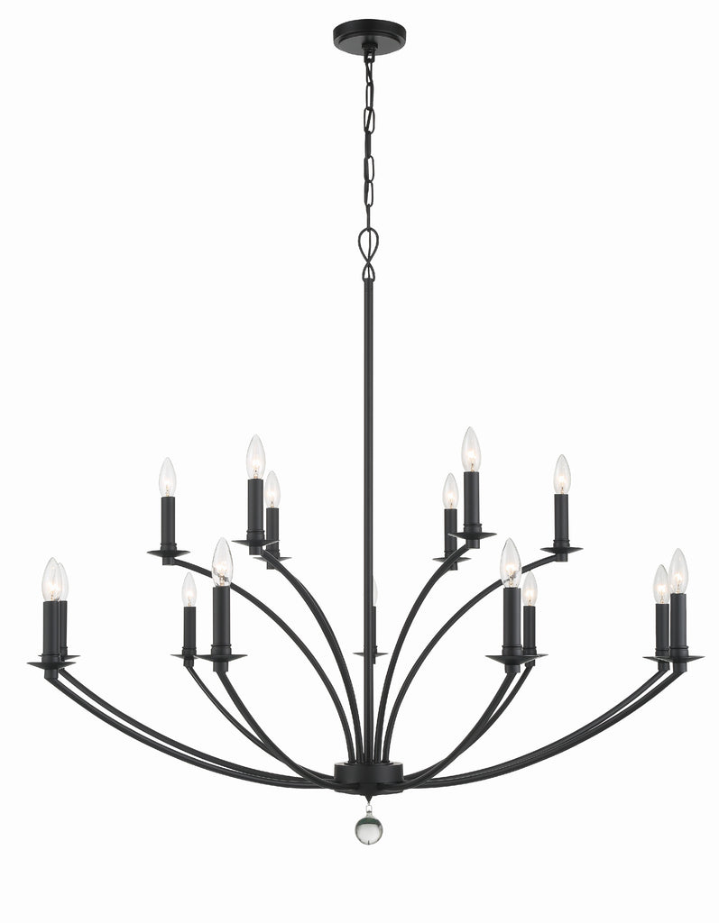 Mila 15 Light Black Chandelier Crystorama