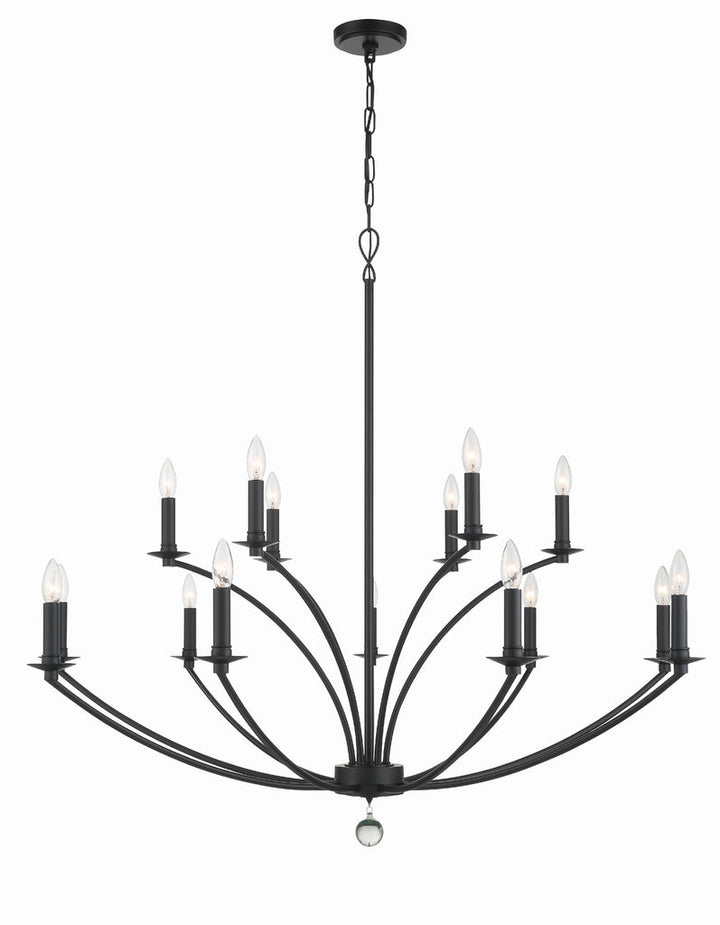 Mila 15 Light Black Chandelier Crystorama